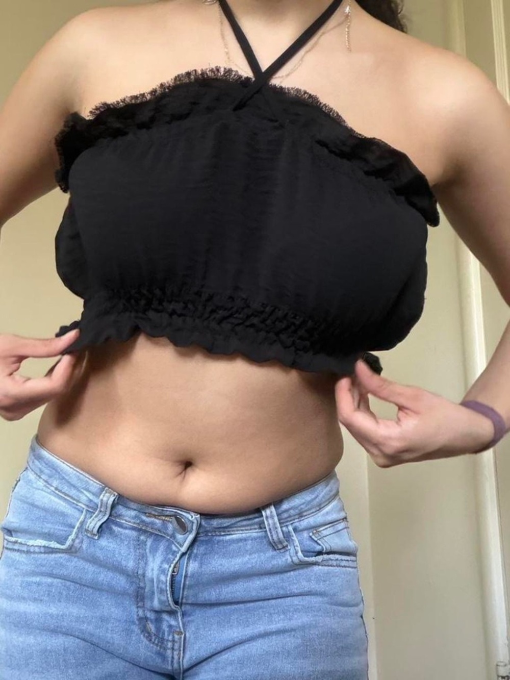 Black Isabel marant style shirt with halter straps perfect for concerts/festival